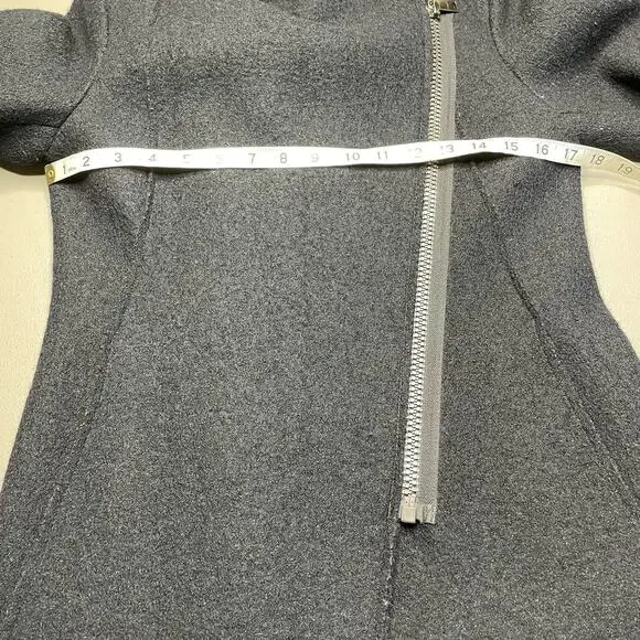 Halogen Long Sleeve Mid-Length Asymmetrical Zip Wool Blend Coat Black Petite